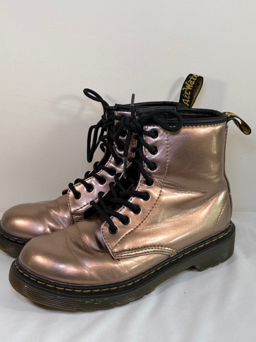 Dr DOC Martens 1460 Metallic Rose Gold Boots Girls US 2 - Picture 4 of 10